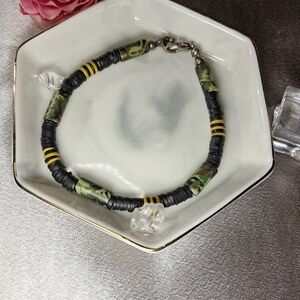 Camo & Silvertone Lobster Clasp Bracelet